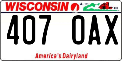 WI license plate 407OAX