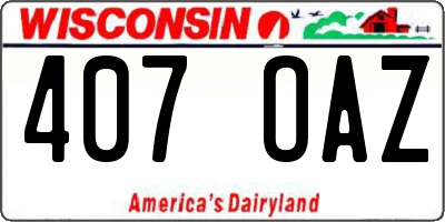 WI license plate 407OAZ