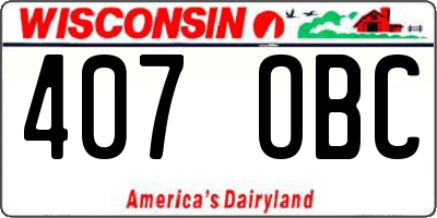 WI license plate 407OBC