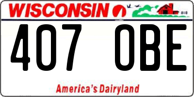 WI license plate 407OBE