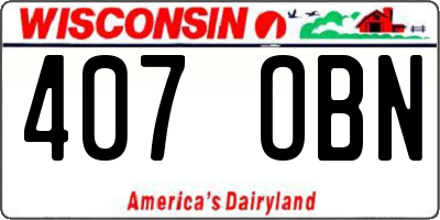 WI license plate 407OBN