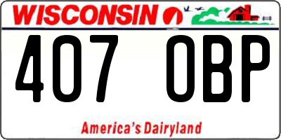 WI license plate 407OBP