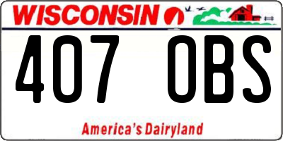 WI license plate 407OBS