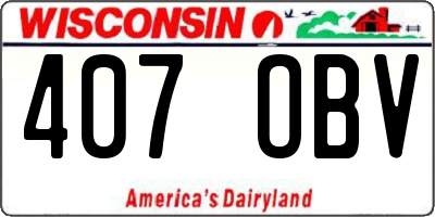 WI license plate 407OBV