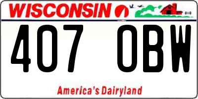 WI license plate 407OBW