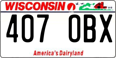 WI license plate 407OBX