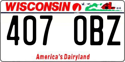 WI license plate 407OBZ