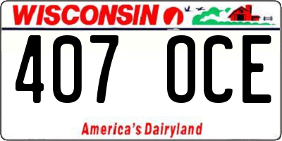 WI license plate 407OCE