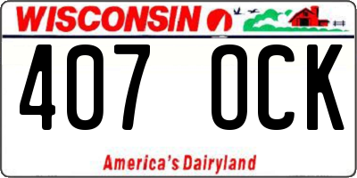 WI license plate 407OCK