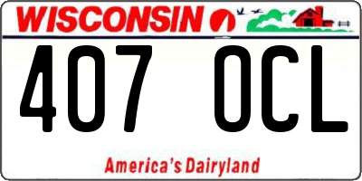 WI license plate 407OCL