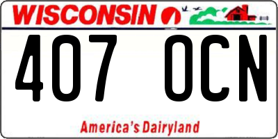 WI license plate 407OCN
