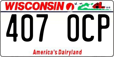 WI license plate 407OCP