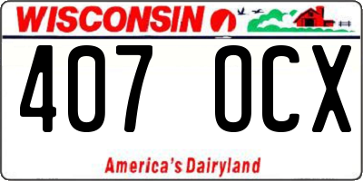 WI license plate 407OCX