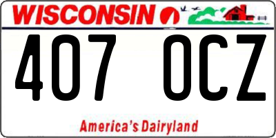 WI license plate 407OCZ