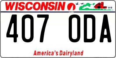 WI license plate 407ODA