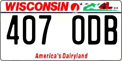 WI license plate 407ODB