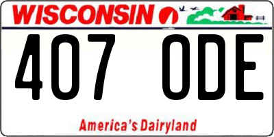 WI license plate 407ODE