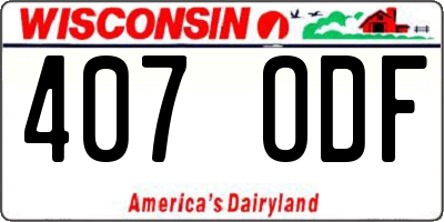 WI license plate 407ODF