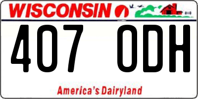 WI license plate 407ODH