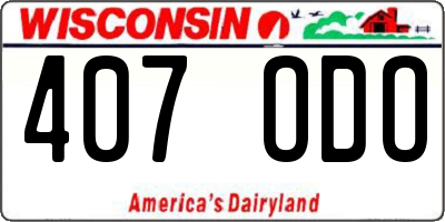 WI license plate 407ODO