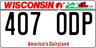 WI license plate 407ODP
