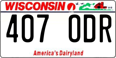 WI license plate 407ODR