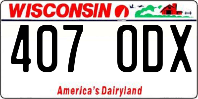 WI license plate 407ODX