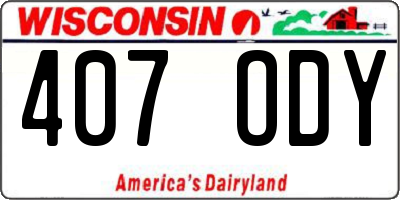 WI license plate 407ODY