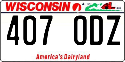 WI license plate 407ODZ