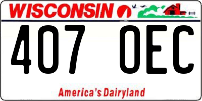 WI license plate 407OEC