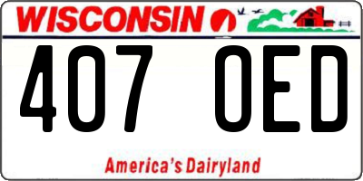 WI license plate 407OED