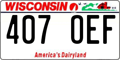 WI license plate 407OEF