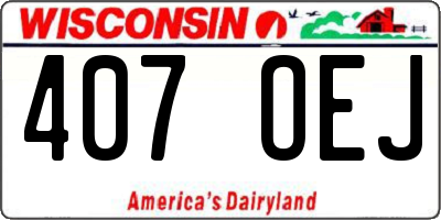 WI license plate 407OEJ