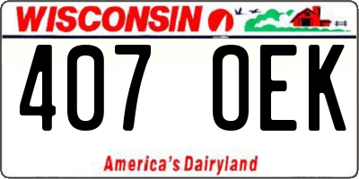 WI license plate 407OEK