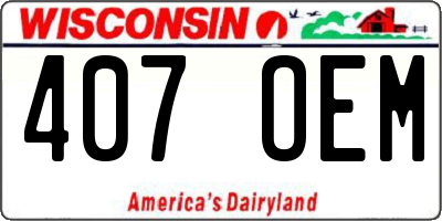 WI license plate 407OEM