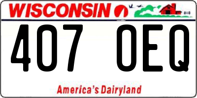 WI license plate 407OEQ