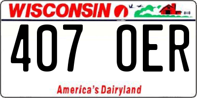 WI license plate 407OER