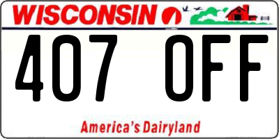 WI license plate 407OFF