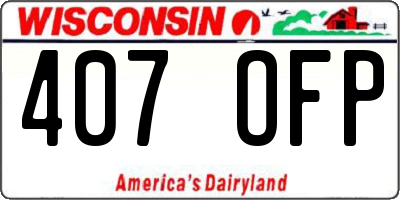WI license plate 407OFP