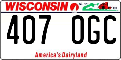 WI license plate 407OGC