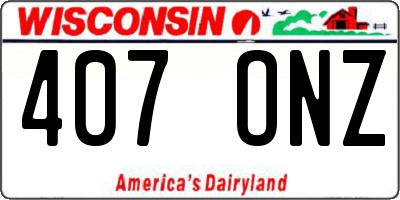 WI license plate 407ONZ