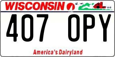WI license plate 407OPY