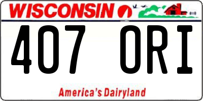 WI license plate 407ORI