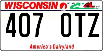 WI license plate 407OTZ