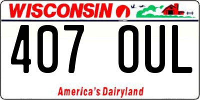 WI license plate 407OUL