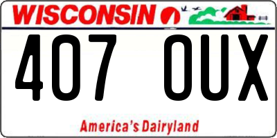 WI license plate 407OUX