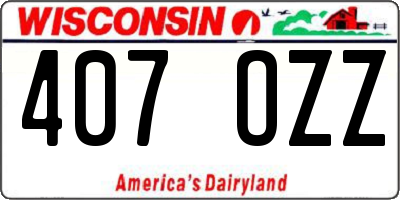 WI license plate 407OZZ