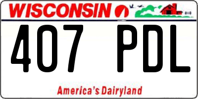 WI license plate 407PDL