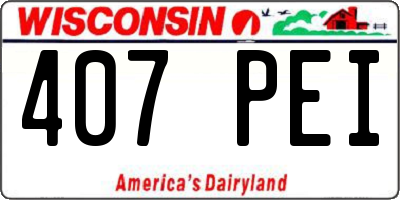 WI license plate 407PEI