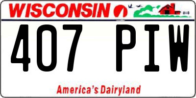WI license plate 407PIW